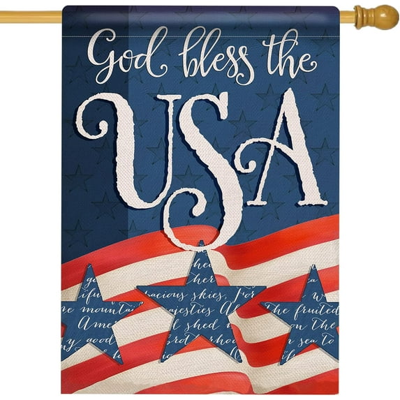 God Bless the USA Memorial Day Garden Flag Double Sided, American July 4th Red Blue White Star Stripe Decorative House Yard Outdoor Large Decor, Summer Patriotic Home Outside 28 x 40