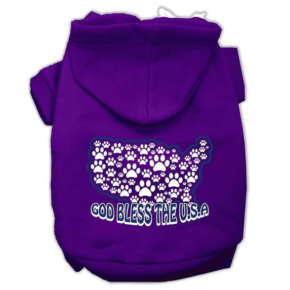 God Bless USA Screen Print Pet Hoodies, Purple - Extra Small