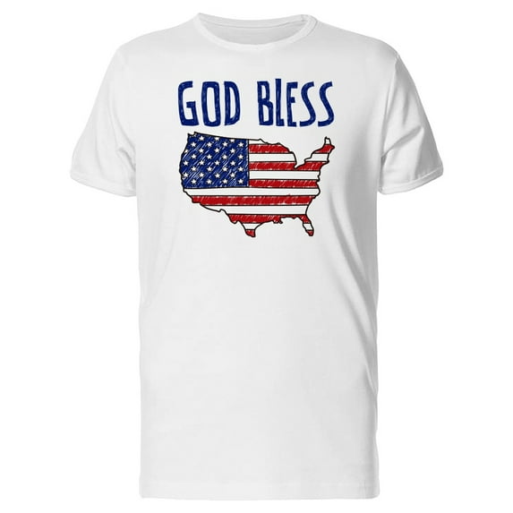 God Bless Usa Map T-Shirt Men -Image by Shutterstock, Male x-Large