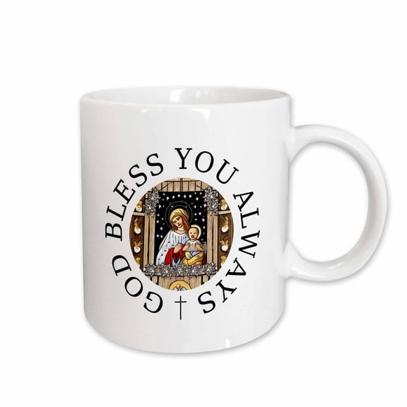 3drose, God Bless You Always Text, Ai Image of Mother and Child Gift or Card, 15oz Mug