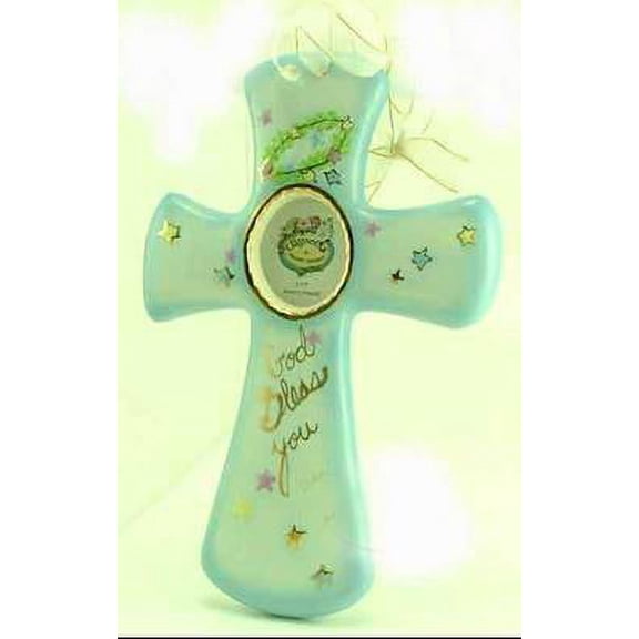 God Bless You Frame Blue - Clayworks