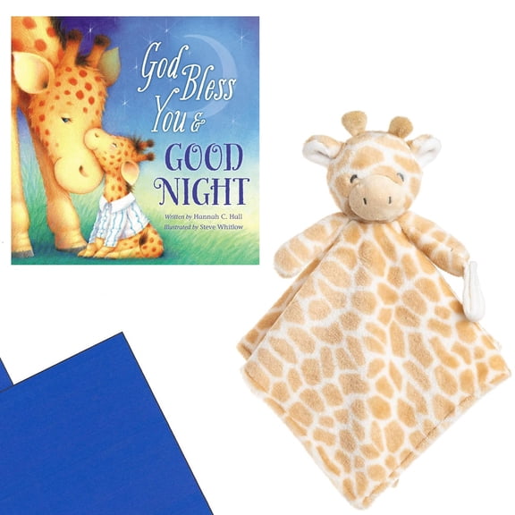 God Bless You and Good Night Gift Set Includes Board Book by Hannah Hall and Giraffe Plush Stuffed Animal Lovey Security Blanket (Inspirational Rhyming with a Snuggly Friend)