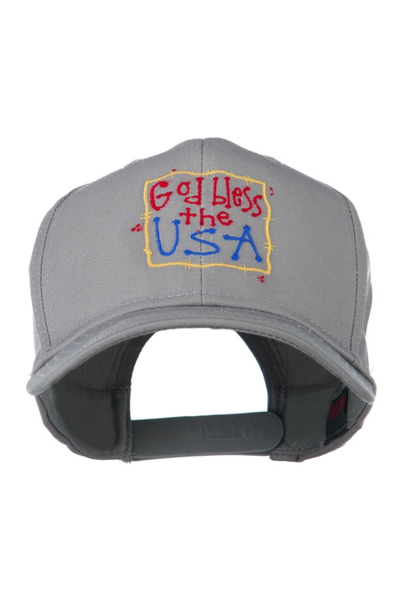 God Bless the USA Embroidered Cap - Grey OSFM