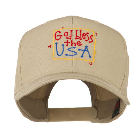 God Bless the USA Embroidered Cap - Khaki OSFM