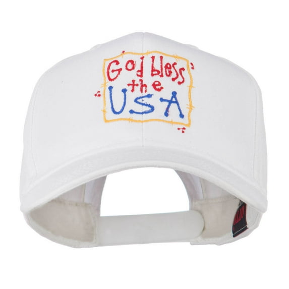God Bless the USA Embroidered Cap - White OSFM