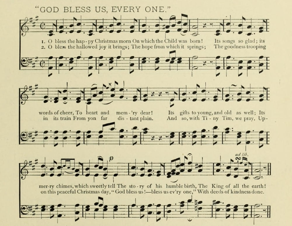 God Bless us Everyone Christmas in Song 1891 Canvas Art - (24 x 36)