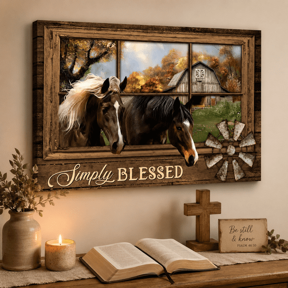 God Blessed Christian Canvas Wall Art, Bible Verse Scripture Print, Inspirational Religious Wall Decor Gift