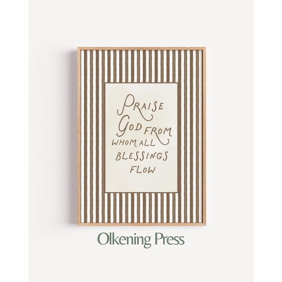 God Blessing Quote Striped Frame Neutral Brown Decor, Unframed Paper Poster 8x10in