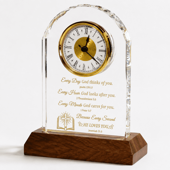 God Color Decorative Glass Clock with Verse, 11.02 x 9.33 x 4.41 in