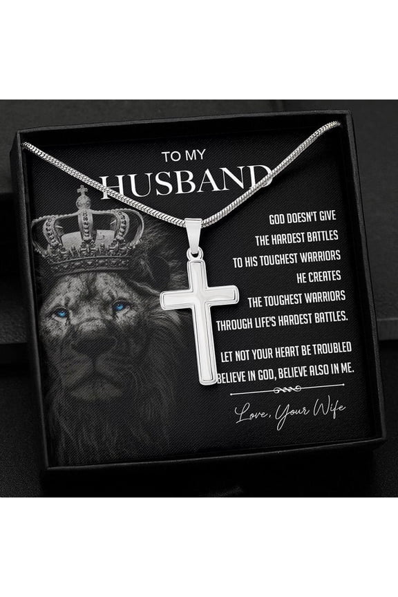 God Creates The Toughest Warriors, Personalized Cross Necklace, Gifts For Him