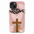 thumbnail image 1 of God Cross Phone Case – Christian Floral Faith Cover with Heart and Scripture-Inspired Design Compatible with iPhone 16 15 14 13 12 11 Pro Max, 1 of 6