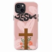 God Cross Phone Case   Christian Floral Faith Cover with Heart and Scripture-Inspired Design Compatible with iPhone 16 15 14 13 12 11 Pro Max