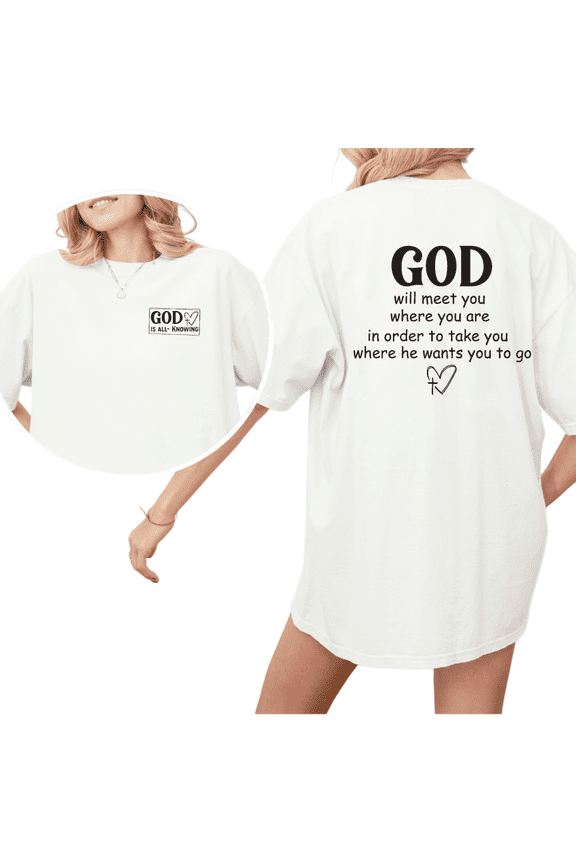 God Divine Guidance Shirts White Print Tshirt Double Sided Graphic Tees S-5XL All-Knowing Theme Daily Wear Cotton Tops