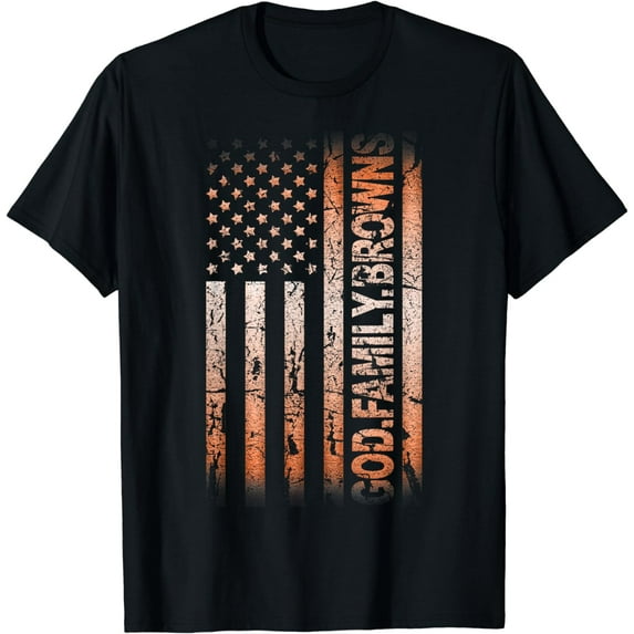 God Family Browns Pro Us Flag Shirt Father's Day Dad Gift T-Shirt