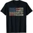 thumbnail image 1 of God Family Country Freedom - 4th July USA Flag Christian T-Shirt, 1 of 5