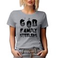 thumbnail image 1 of God Family Steelers, Heather Grey T-Shirt, XL, 1 of 5