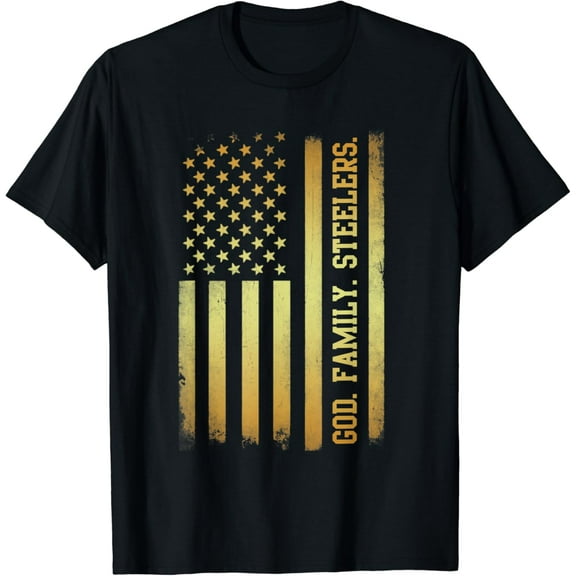 God Family Steelers Pro Us Flag Shirt Father's Day Gift T-Shirt