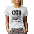 thumbnail image 1 of God Family Steelers with USA Flag, White T-Shirt, Small, 1 of 5