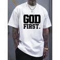 thumbnail image 1 of God First Christian Faith Contrast Religious USA Style T-Shirt, 1 of 4
