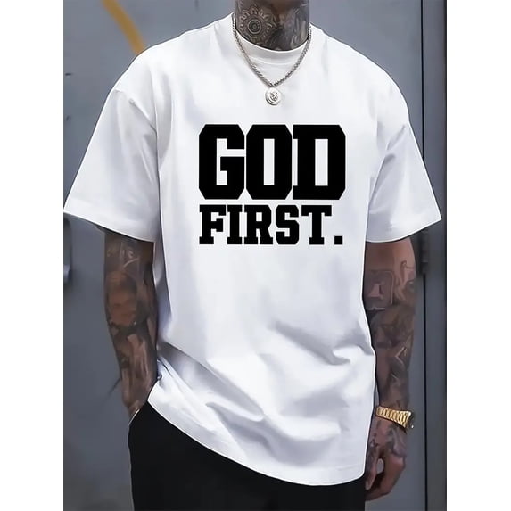 God First Christian Faith Contrast Religious USA Style T-Shirt