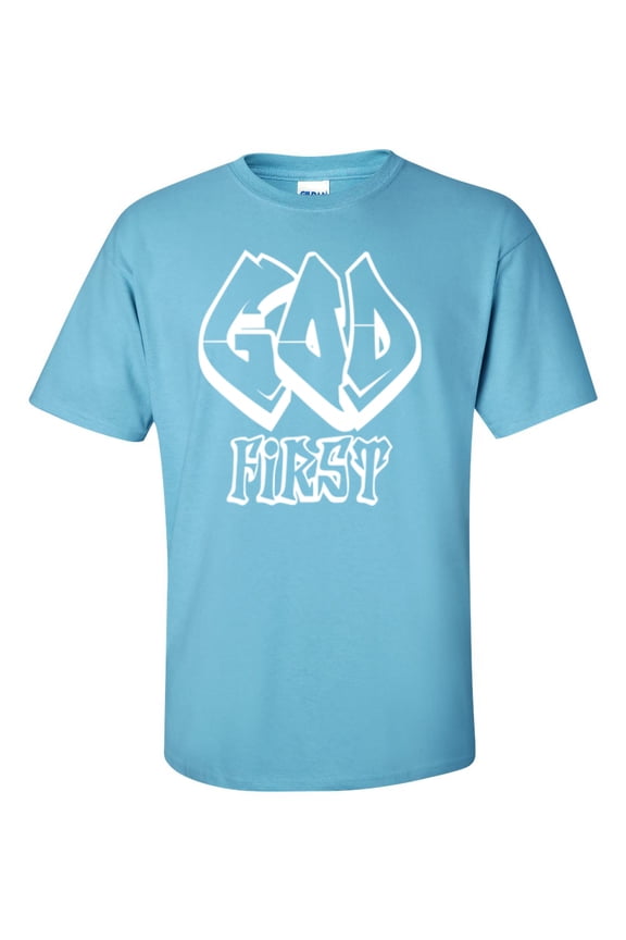 God First Christian Unisex Short Sleeve T-shirt-Sky-Small