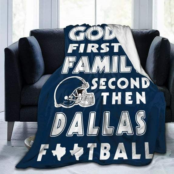 God First Family Second Then Football City Blanket Fleece Throw Blanket Printed Blanket Gift for Football Fans 50"x40"