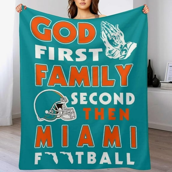 God First Family Second Then Football City Blanket Fleece Throw Blanket Printed Blanket Gift for Football Fans 50"x60"