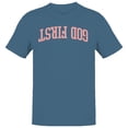 thumbnail image 1 of God First Inspirational Faith Men's Blue T-shirt, 1 of 3