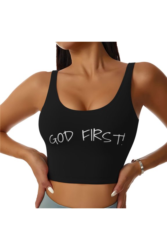 God First Women Sports Vest Yoga Tank Top Gym Crop U Back