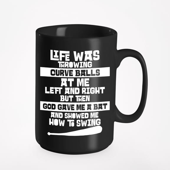God Gave Me A Bat Funny Baseball Sports, Black 15oz Ceramic Mug