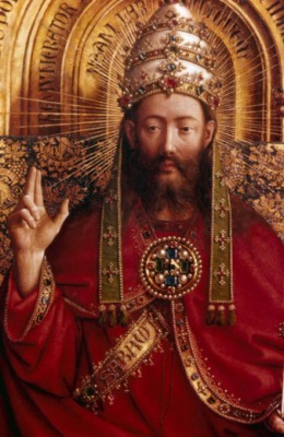 God (Ghent Altarpiece) by Jan van Eyck (1390-1441) Belgium Ghent Cathedral of St Bavo Canvas Art - Jan Van Eyck (18 x 24)