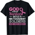 thumbnail image 1 of God Gives His Hardest Battles Pink Breast Cancer Awareness T-Shirt, 1 of 4