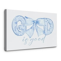 God Is Good Christian Canvas poster  Wall Art Coquette Girly Room Decor, Christian Home Decor, Coquette Blue Bow Bible Verse Religious Poster Prints Wall Decor