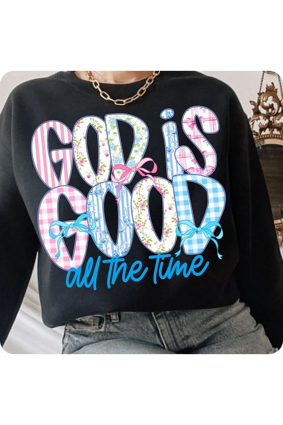 God is Good Sweatshirt, Grandmillennial Jesus Sweatshirt, Floral Bible Verse Art Sweatshirt, Christian Coquette Monogram Sweatshirt, Faith-Based Sweatshirt