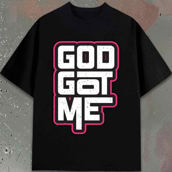 God Got Me Thirt | Men'S Funny Black Elegant Top For Summer Casual Daily Wear, Hip-Hop Streetwear, Stylish Summer Outerwear, Fashionable, Printed, Machine Washable, Perfect For Exercise Festival,