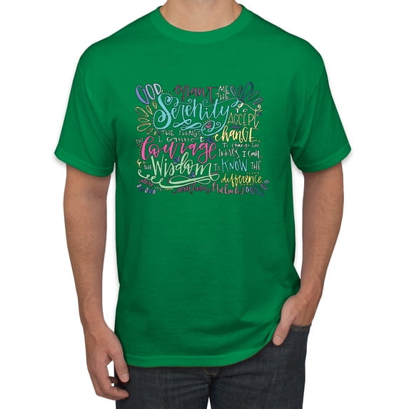 God Grant Me Serenity Courage and Wisdom Prayer Faith Inspirational/Christian Men's Graphic T-Shirt, Kelly, 3XL