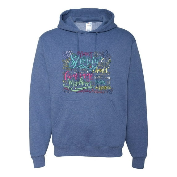 God Grant Me Serenity Courage and Wisdom Prayer Faith Inspirational/Christian Unisex Graphic Hoodie Sweatshirt, Vintage Heather Blue, Medium
