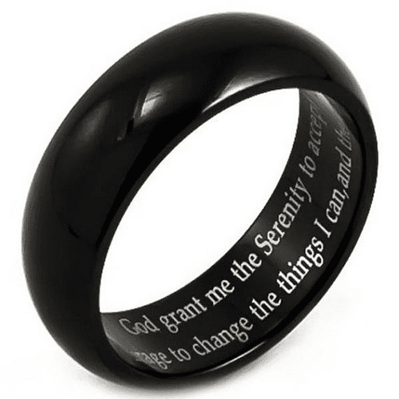 God Grant Me The Serenity To Accept The Things I Cannot Change… Serenity Prayer Black Plated Ring, Serenity Prayer Ring, Recovery Ring