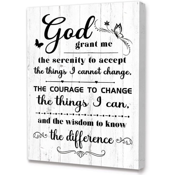 God Grant Me The Serenity to Accept Bible Wall Art Canvas,Verses Christian Canvas Framed Wall Art Ready to Hang for Girls Women Christians Bedroom Office Livingroom Home Wall Decor 12''''x15''''