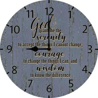 God Grant Me The Serenity Wall Clock, Serenity Prayer Home Clock, Inspirational Gifts Positive Saying Quotes, Christian Gifts, Bible Verse Decor 10"x10" Silent Non Ticking Battery Operated
