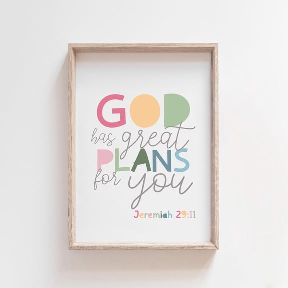 God Has Great Plans For You Bible Verse Print, Unframed Paper Poster 8x10in