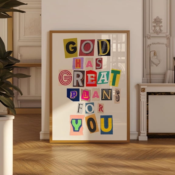 God Has Great Plans for You Print Retro Bible Verse Scripture, Unframed Paper Poster 11x14in