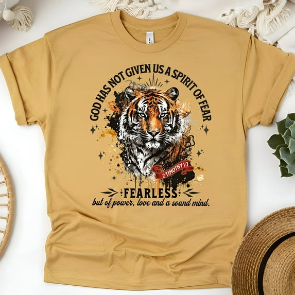 God Has Not Given Us a Spirit of Fear Shirt, Power Love Sound Mind Tee, Gold, Size 3XL