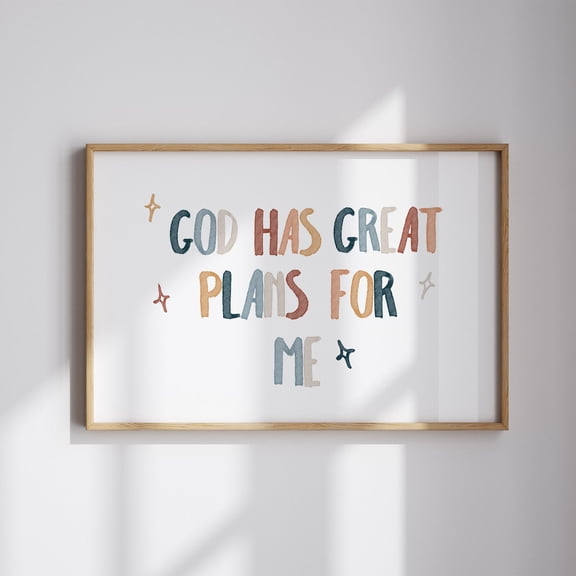 God Has Plans For You Scripture Art Boho Nursery Stretched Canvas 12x16in