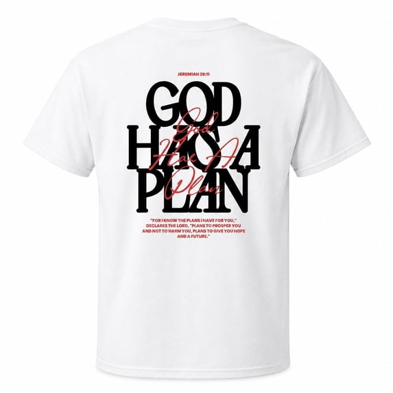 God Has a Plan Graphic T-Shirt, Adult Unisex Classic Fit Tee