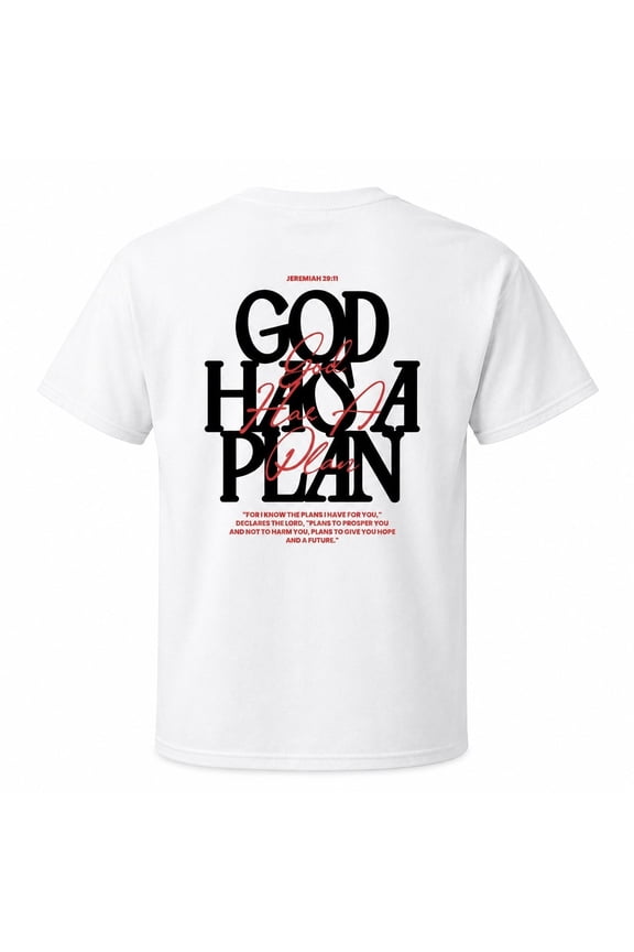 God Has a Plan Graphic T-Shirt, Adult Unisex Classic Fit Tee