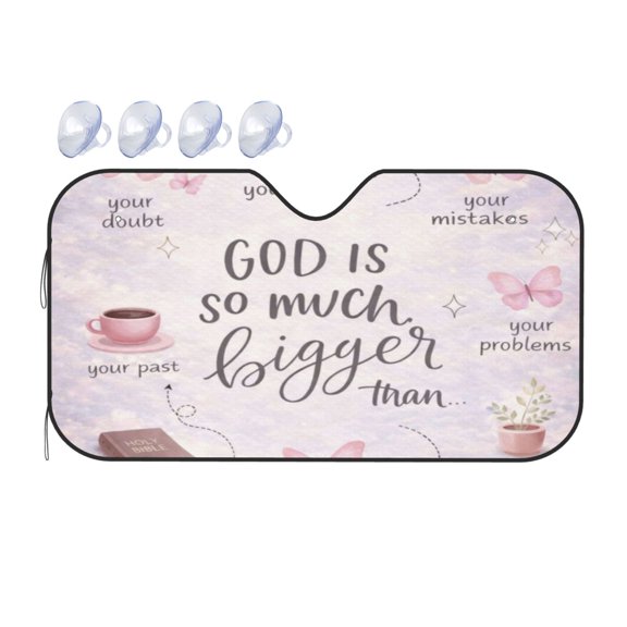 God Is Bigger Car Windshield Sun Shade UV Heat Shield for Car SUV Truck