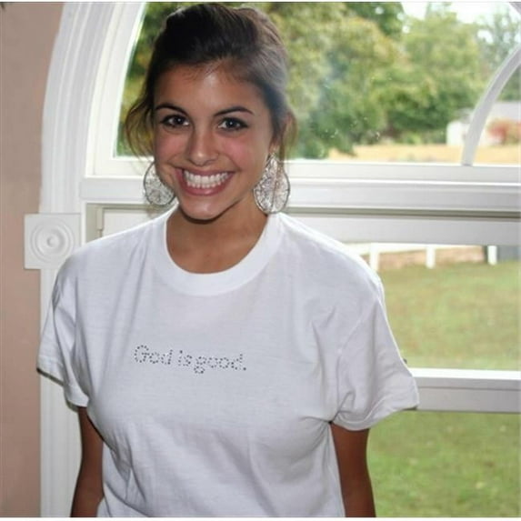 God Is Good 01536X T-Shirt Rhinestone Xlg White