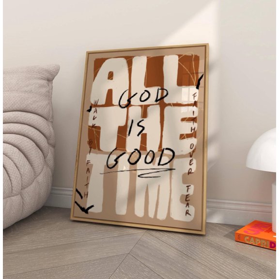 God Is Good All The Time Brown Autumn Thanksgiving Decor, Unframed Canvas 8x10in