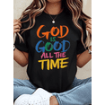thumbnail image 1 of God Is Good All The Time Christian T Shirt Women Religious Faith Statement Graphic Tee Casual Summer Top, 1 of 6